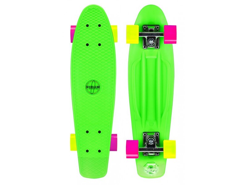 2. Skateboard 22.5inch Flipgrip-Board Groen/Fuchsia/Geel
