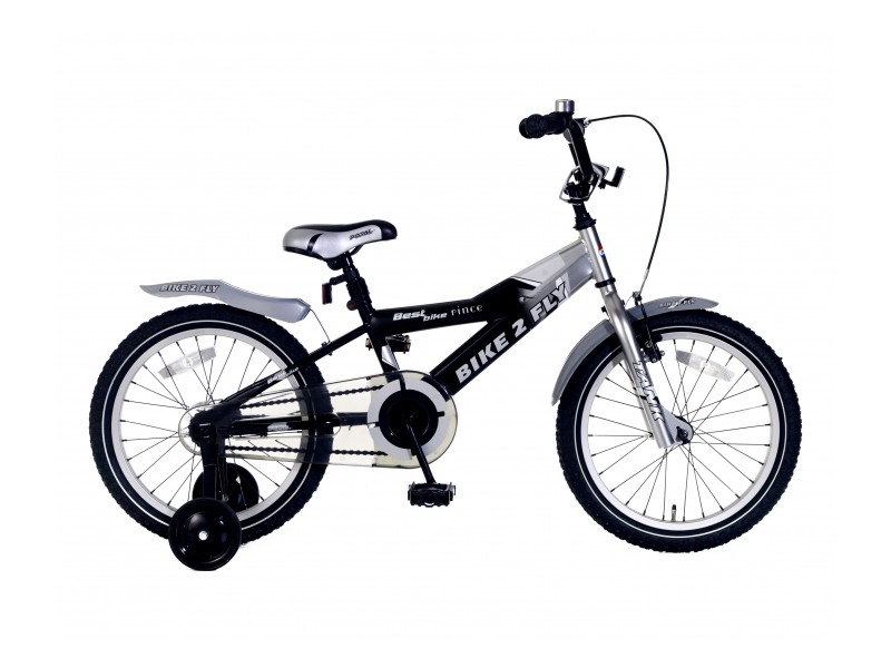 Jongensfiets 18 inch - Bike2Fly zilver/zwart