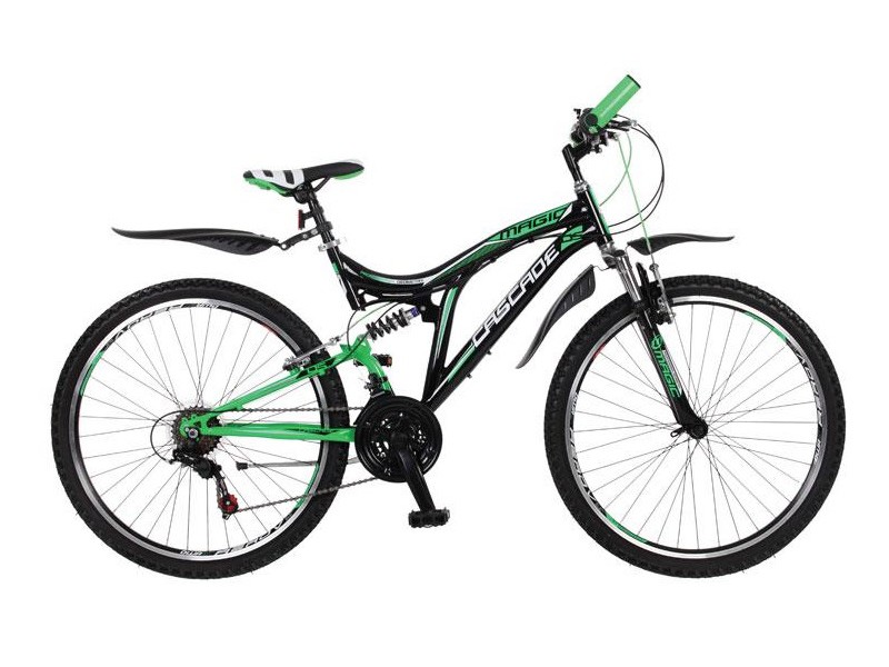 Mountainbike 24 inch - Cascade FS 18-speed zwart-groen
