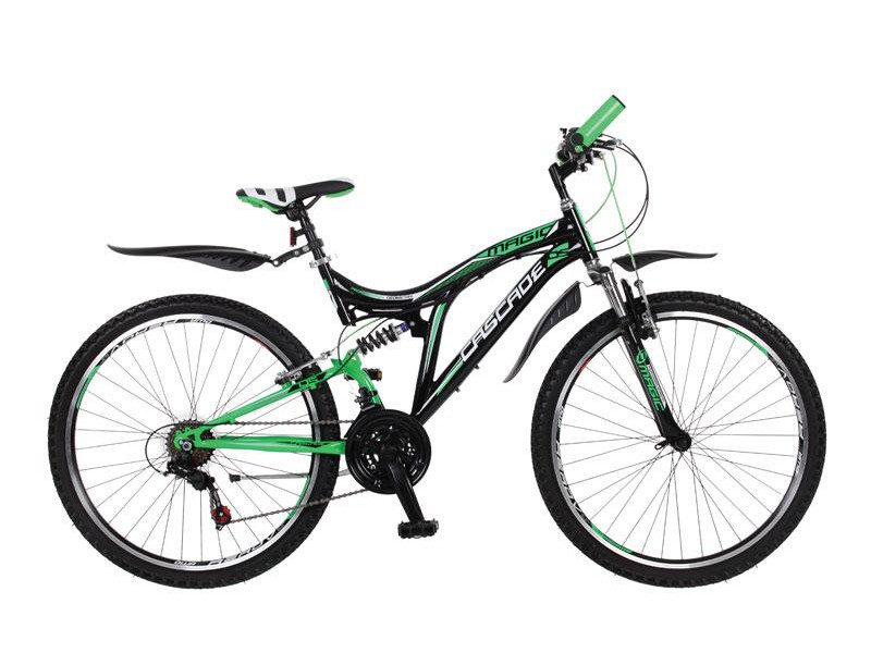 zuiger tarwe Meetbaar Mountainbike 26 inch - Cascade FS 18-speed zwart-groen - MargeWebshop