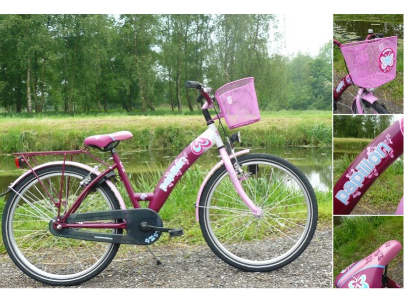 Meisjesfiets 26 inch - Bike Fun Papillon Wit / Violet / Rose 
