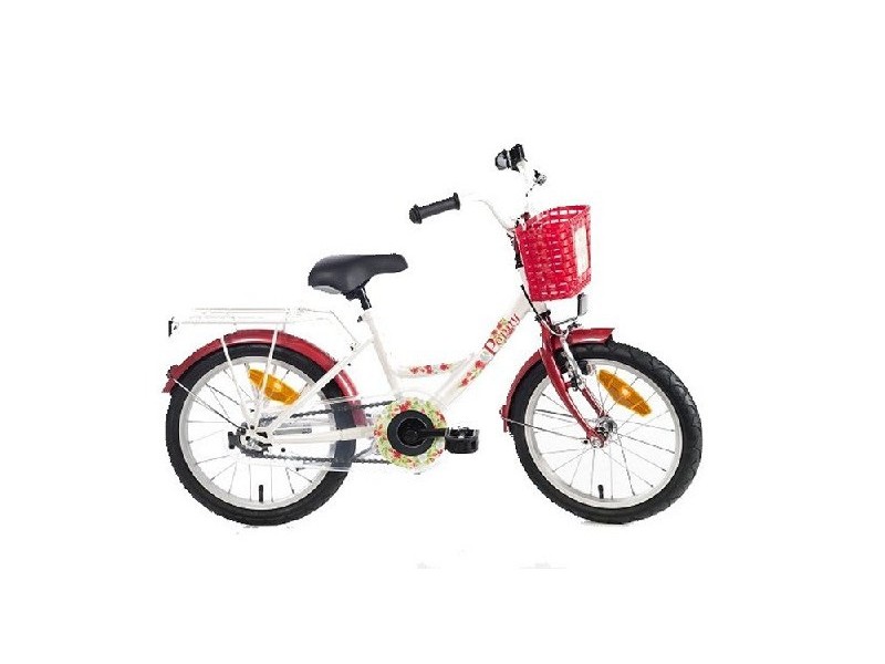 Kinderfiets 16inch - Bike Fun Poppy wit-rood