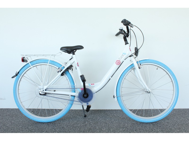 Meisjesfiets 26inch - Bike Fun Pure N3 wit-blauw